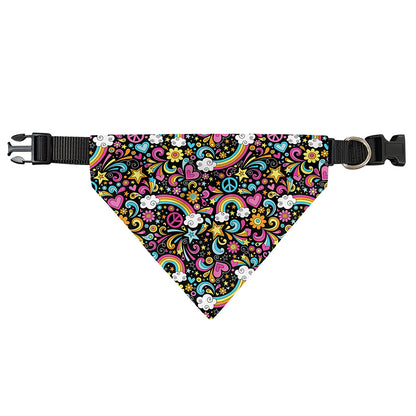 Groovy Hippie Peace Pattern Print Over The Collar Dog Bandana