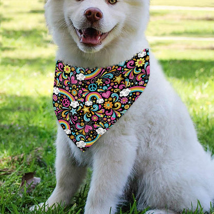 Groovy Hippie Peace Pattern Print Over The Collar Dog Bandana