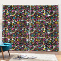 Groovy Hippie Peace Pattern Print Pencil Pleat Curtains