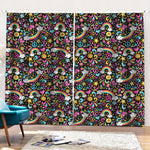 Groovy Hippie Peace Pattern Print Pencil Pleat Curtains