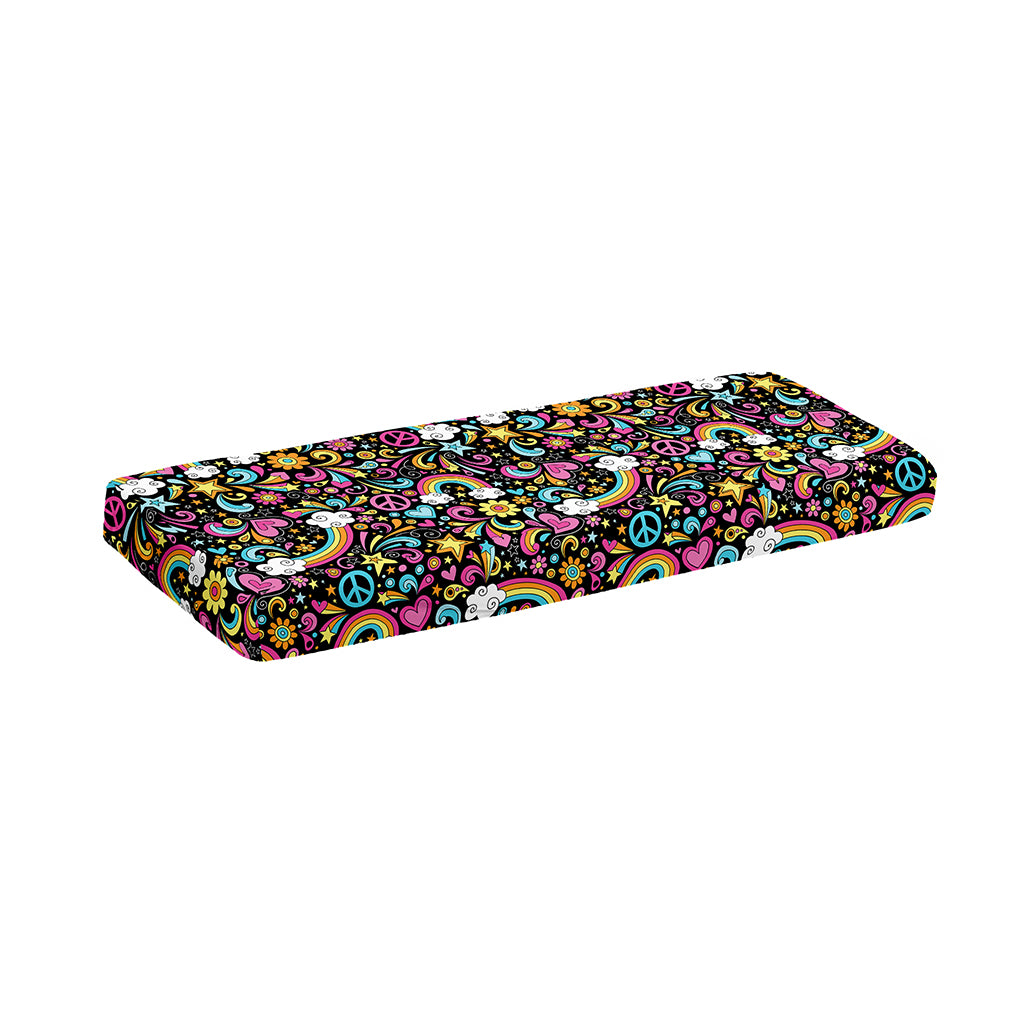 Groovy Hippie Peace Pattern Print Piano Keyboard Cover