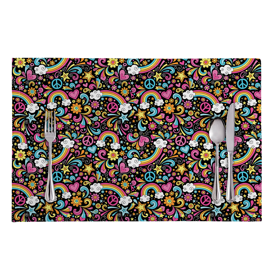 Groovy Hippie Peace Pattern Print Placemat