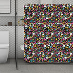 Groovy Hippie Peace Pattern Print Polyester Shower Curtain