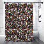 Groovy Hippie Peace Pattern Print Premium Shower Curtain