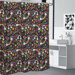 Groovy Hippie Peace Pattern Print Premium Shower Curtain