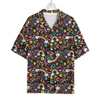 Groovy Hippie Peace Pattern Print Rayon Hawaiian Shirt