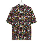 Groovy Hippie Peace Pattern Print Rayon Hawaiian Shirt