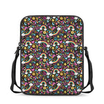 Groovy Hippie Peace Pattern Print Rectangular Crossbody Bag