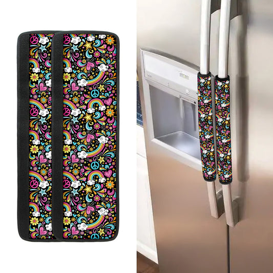 Groovy Hippie Peace Pattern Print Refrigerator Handle Covers