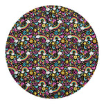 Groovy Hippie Peace Pattern Print Round Blanket