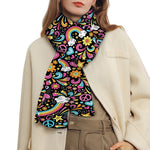 Groovy Hippie Peace Pattern Print Scarf