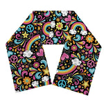 Groovy Hippie Peace Pattern Print Scarf