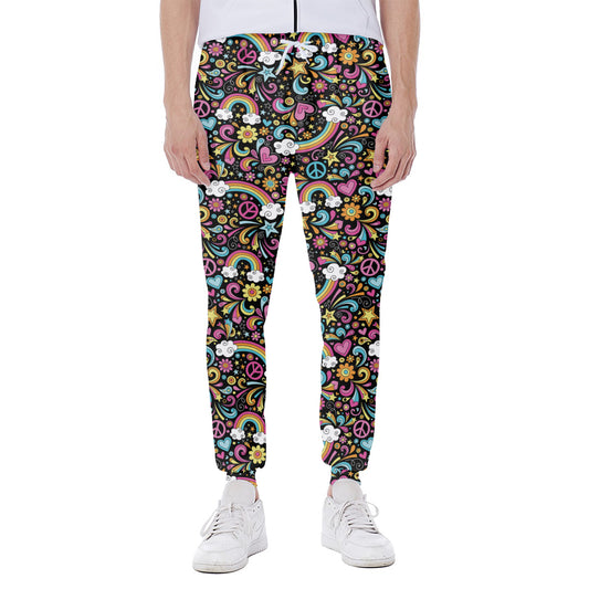 Groovy Hippie Peace Pattern Print Scuba Joggers