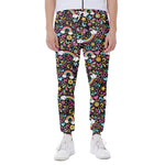 Groovy Hippie Peace Pattern Print Scuba Joggers