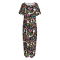 Groovy Hippie Peace Pattern Print Short Sleeve Long Nightdress