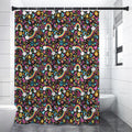 Groovy Hippie Peace Pattern Print Shower Curtain