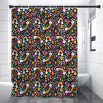 Groovy Hippie Peace Pattern Print Shower Curtain
