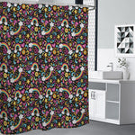 Groovy Hippie Peace Pattern Print Shower Curtain