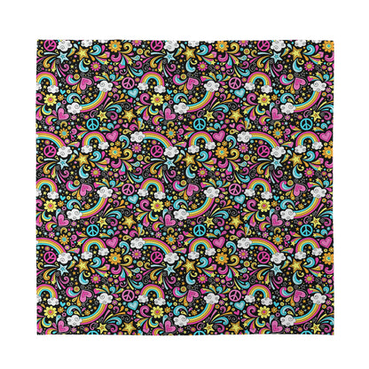 Groovy Hippie Peace Pattern Print Silk Bandana