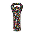Groovy Hippie Peace Pattern Print Single Neoprene Wine Tote