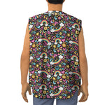 Groovy Hippie Peace Pattern Print Sleeveless Baseball Jersey