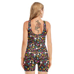 Groovy Hippie Peace Pattern Print Sleeveless One Piece Swimsuit