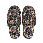 Groovy Hippie Peace Pattern Print Slippers