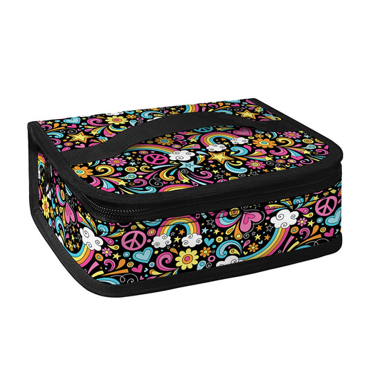 Groovy Hippie Peace Pattern Print Small Lunch Bag