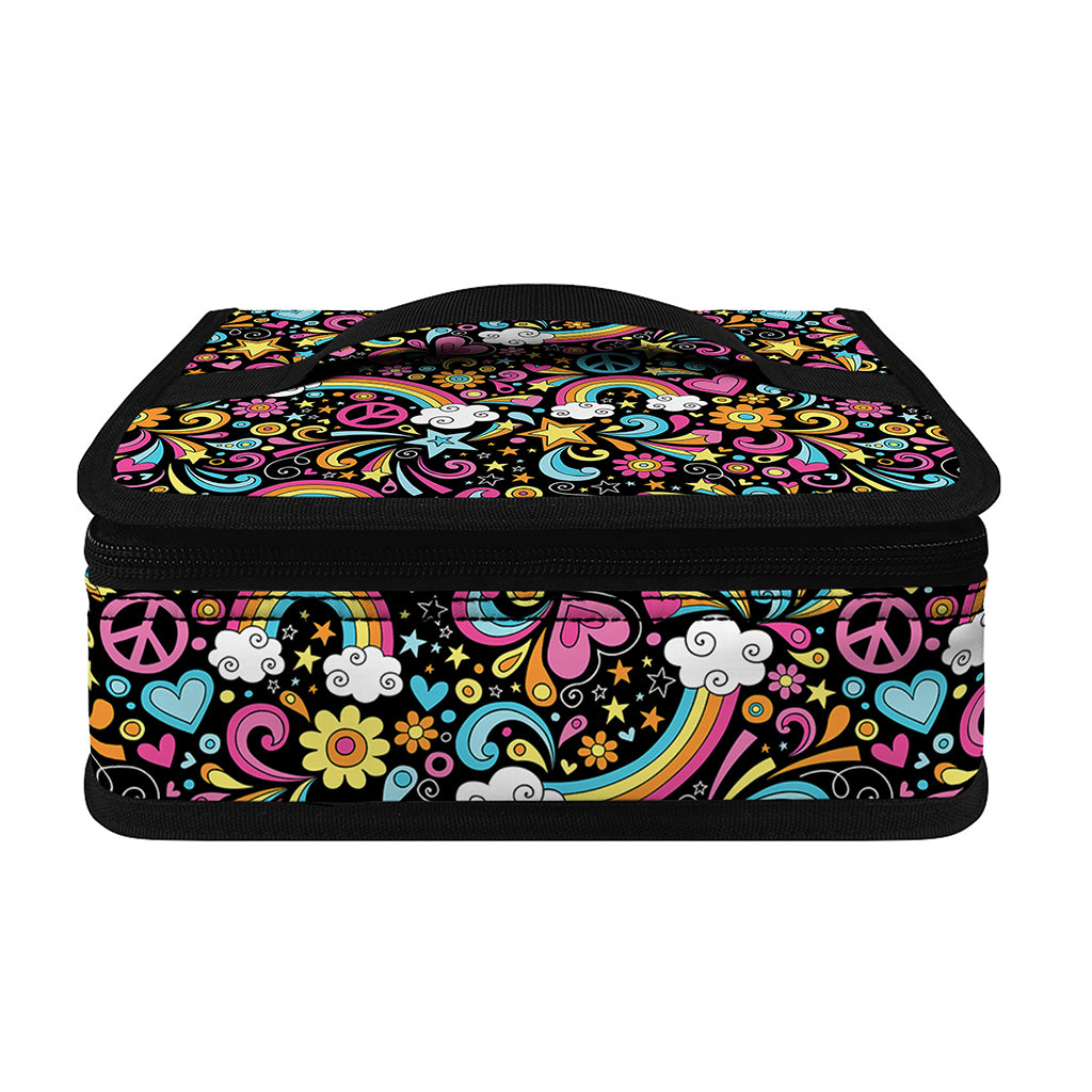 Groovy Hippie Peace Pattern Print Small Lunch Bag