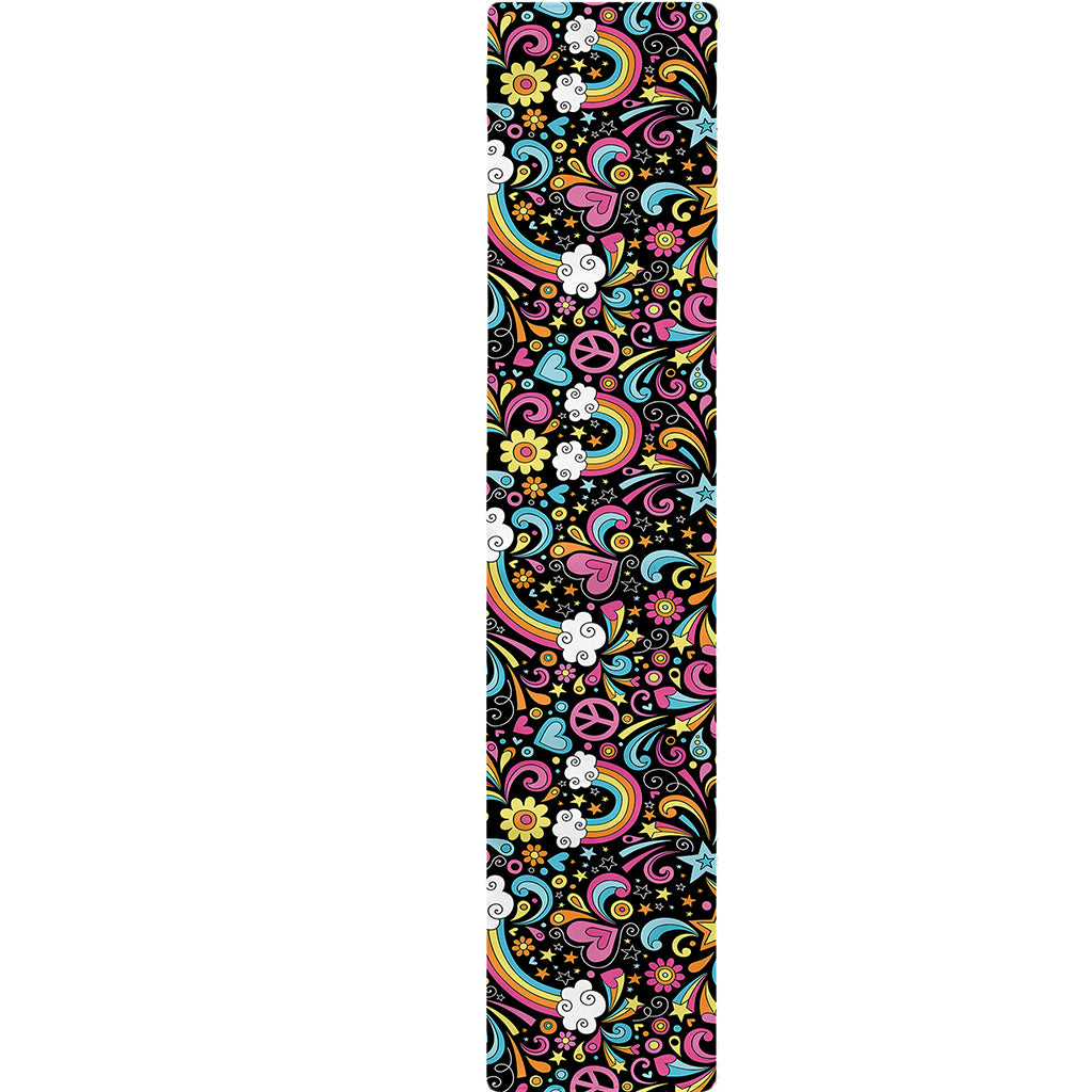 Groovy Hippie Peace Pattern Print Table Runner