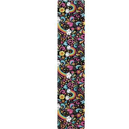 Groovy Hippie Peace Pattern Print Table Runner