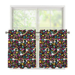 Groovy Hippie Peace Pattern Print Tier Curtains