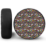 Groovy Hippie Peace Pattern Print Tire Cover