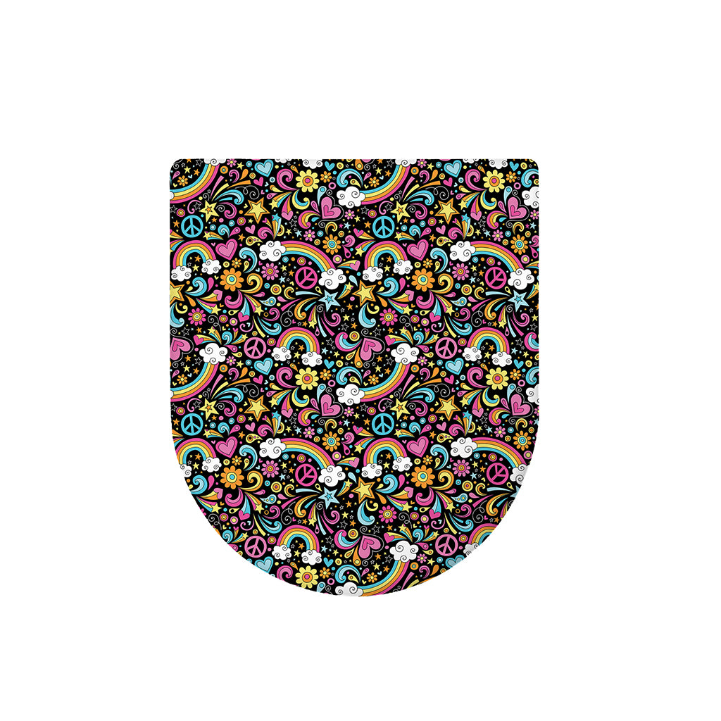 Groovy Hippie Peace Pattern Print Toilet Lid Cover