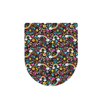 Groovy Hippie Peace Pattern Print Toilet Lid Cover