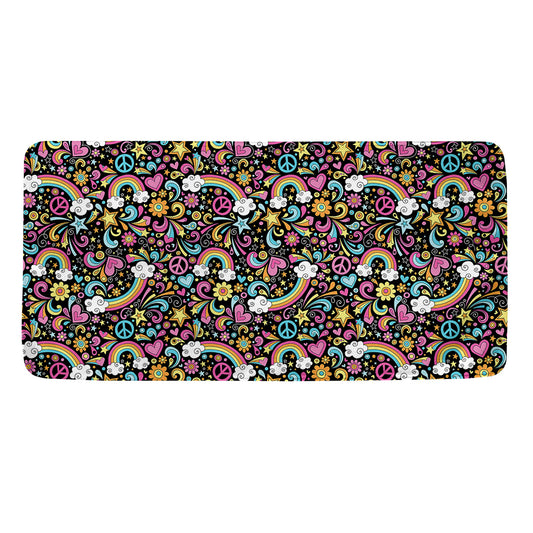 Groovy Hippie Peace Pattern Print Towel