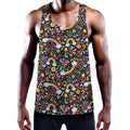 Groovy Hippie Peace Pattern Print Men's Workout Tank Top