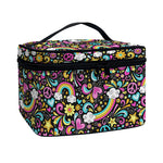 Groovy Hippie Peace Pattern Print Travel Makeup Bag