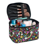 Groovy Hippie Peace Pattern Print Travel Makeup Bag