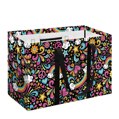 Groovy Hippie Peace Pattern Print Utility Tote Bag