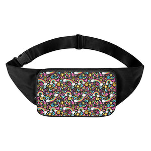 Groovy Hippie Peace Pattern Print Waist Bag