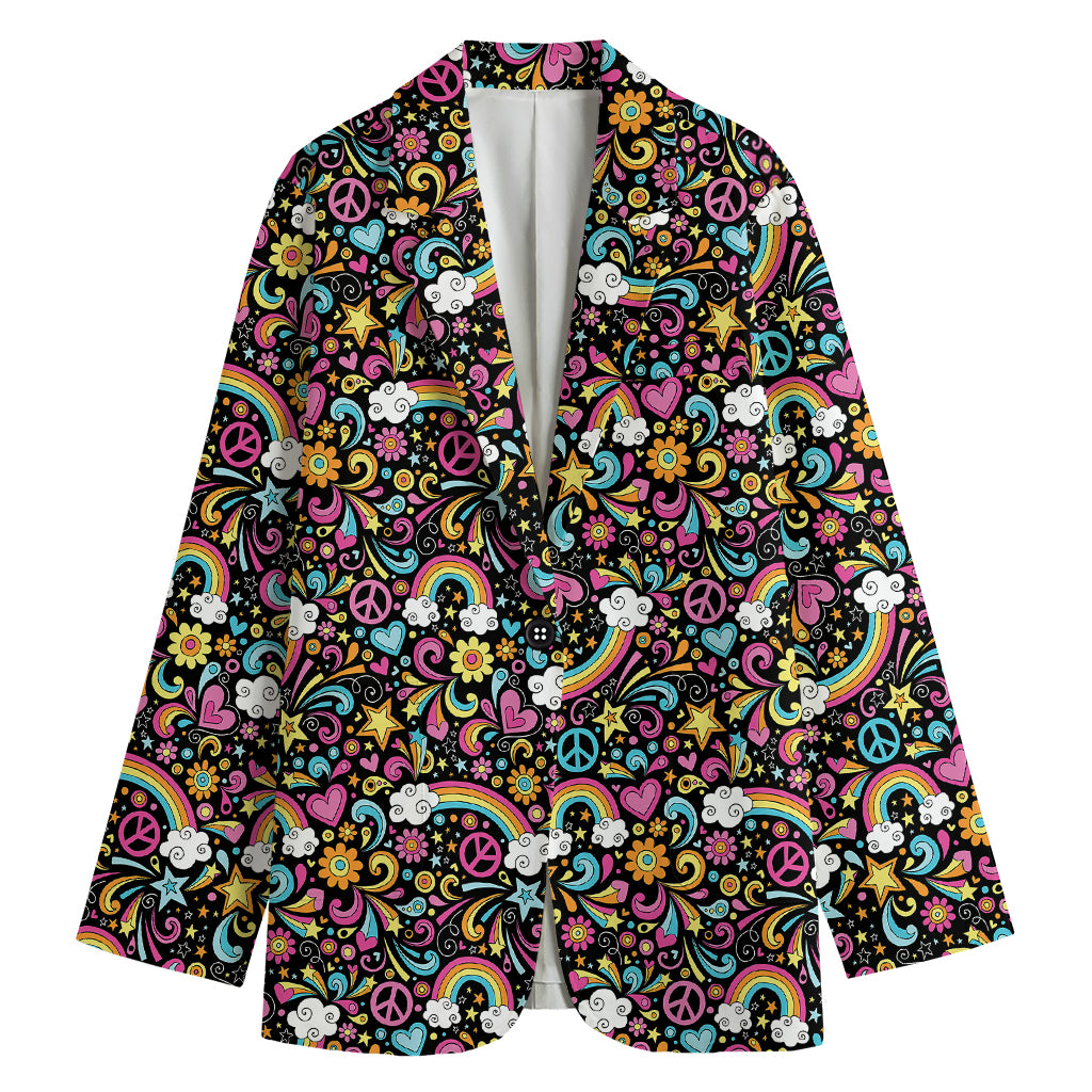 Groovy Hippie Peace Pattern Print Women's Blazer