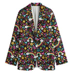 Groovy Hippie Peace Pattern Print Women's Blazer