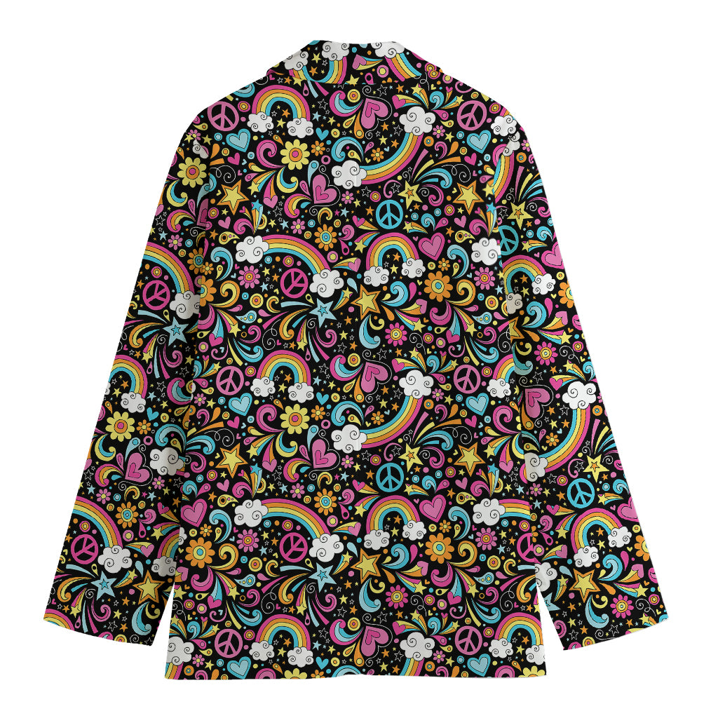 Groovy Hippie Peace Pattern Print Women's Blazer