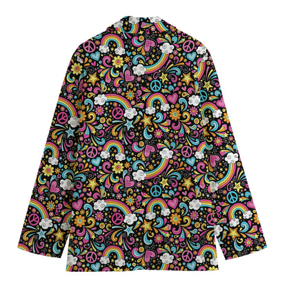 Groovy Hippie Peace Pattern Print Women's Blazer