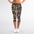 Groovy Hippie Peace Pattern Print Women's Capri Leggings