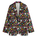 Groovy Hippie Peace Pattern Print Women's Cotton Blazer