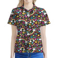 Groovy Hippie Peace Pattern Print Women's Polo Shirt