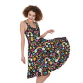 Groovy Hippie Peace Pattern Print Sleeveless Knee Length Dress