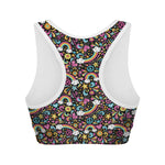 Groovy Hippie Peace Pattern Print Women's Sports Bra